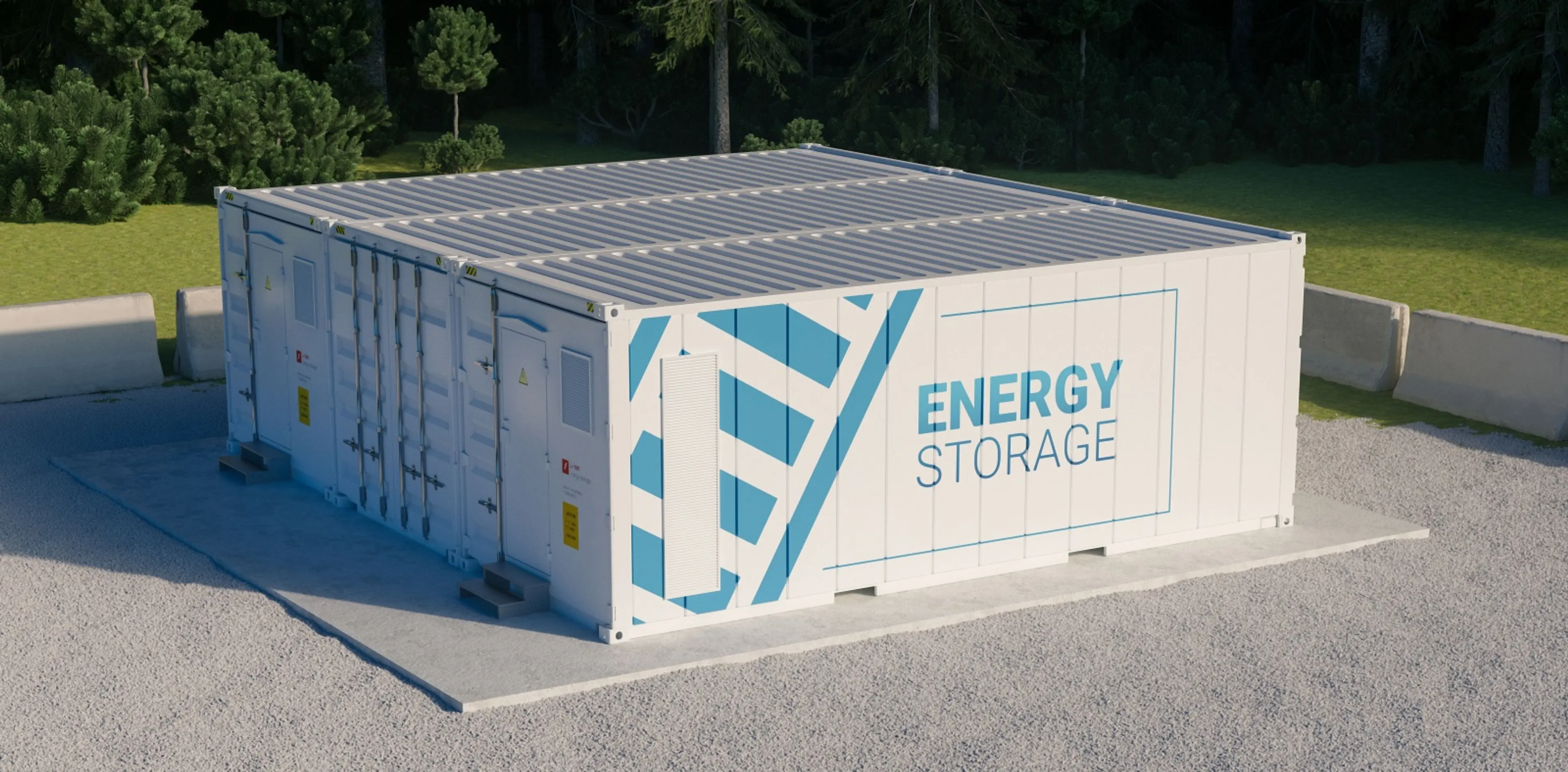 Stromspeichercontainer am Waldrand