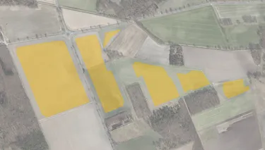 Luftbild der Teilflächen des PV-Projektes Meinersen Hillerse